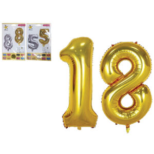 Αλουμινένια μπαλόνια με αριθμούς 0-9 ασημί - χρυσό  [00405193] - 6 τεμ.