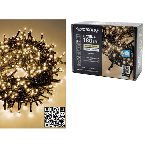 180 λαμπάκια led θερμό λευκό 7,2m [02449957B] - 2 τεμ.