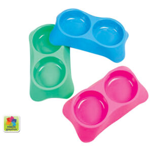 Διπλό μπόλ φαγητού σκύλου σε διάφορα χρώματα [10501609] - 2 τεμ.