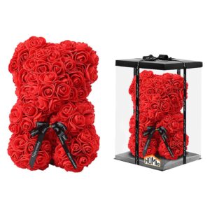 Αρκουδάκι από τεχνητά τριαντάφυλλα σε κουτί Αρκουδάκι=23cm Homie 422982 - 1 τεμ.