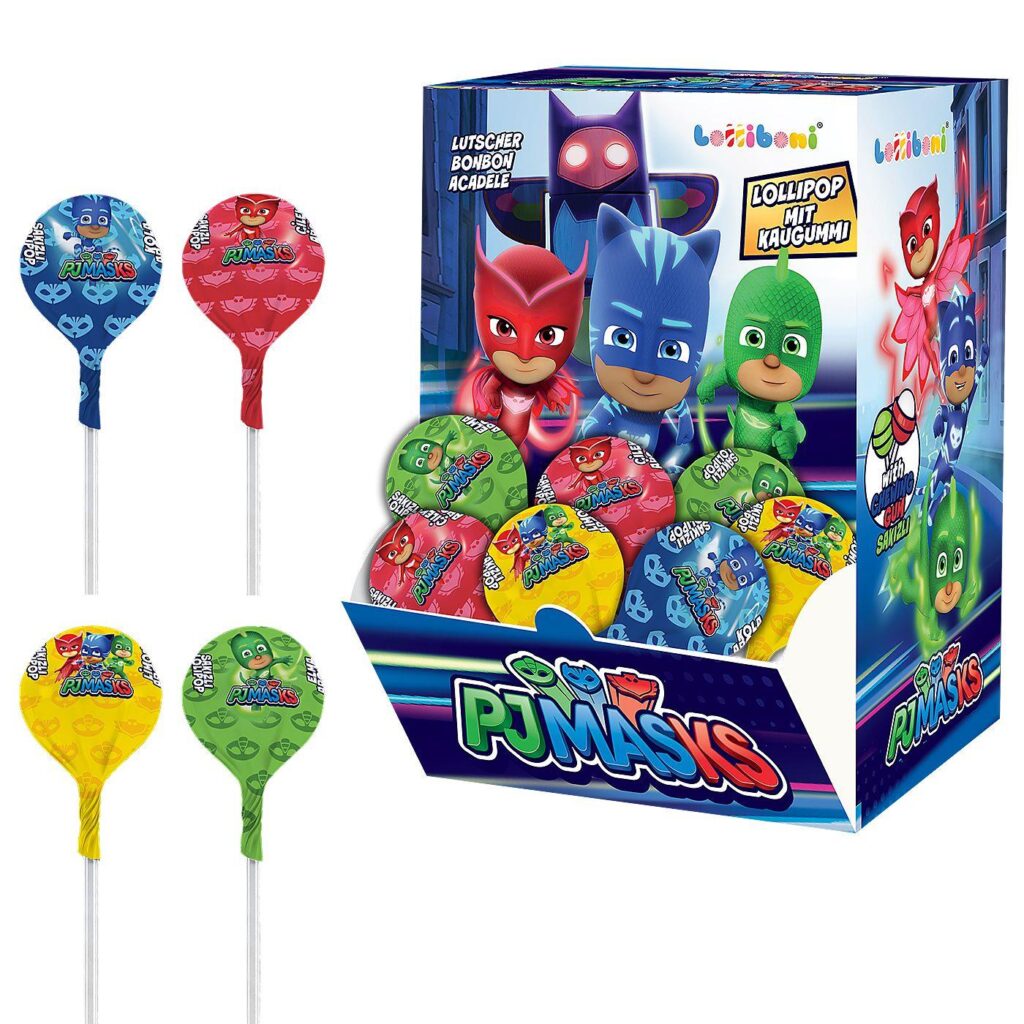 Γλειφιτζούρι με τσίχλα pj mask 16gr Yammi's 44201 - 100 τεμ.