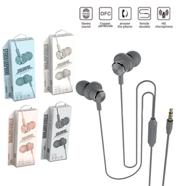 In-ear wired earphone handsfree με βύσμα 3,5mm [30502110] - 2 τεμ.