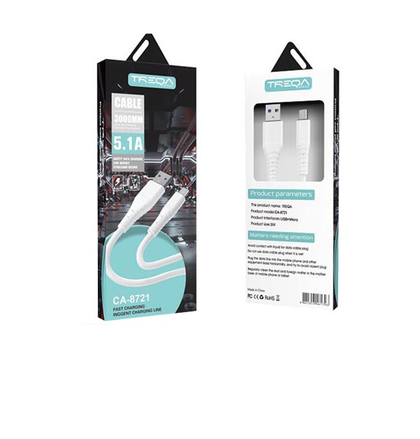 Treqa Καλώδιο ταχείας φόρτισης CA-8721 micro 3m 5,1A [30502137] - 2 τεμ.