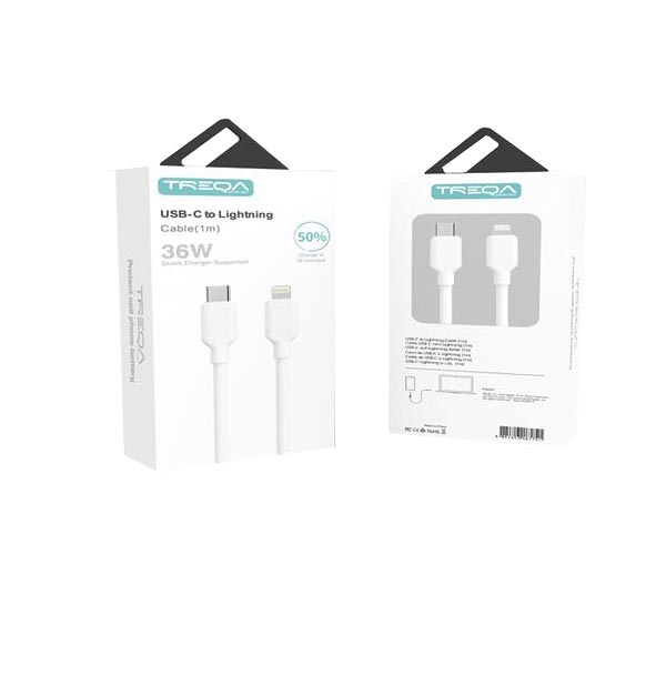Treqa Καλώδιο ταχείας φόρτισης CA-870 type-c σε lightning 1m [30502147] - 2 τεμ.