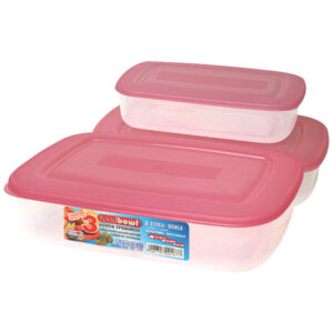 3 πλαστικά τάπερ-φαγητοδοχεία με καπάκι [70101538] - 2 τεμ.
