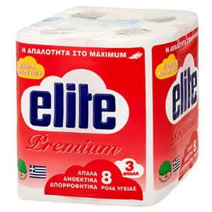 Χαρτί Υγείας Premium Elite πακ=8 Ρολά 75gr Elite - 6 τεμ.