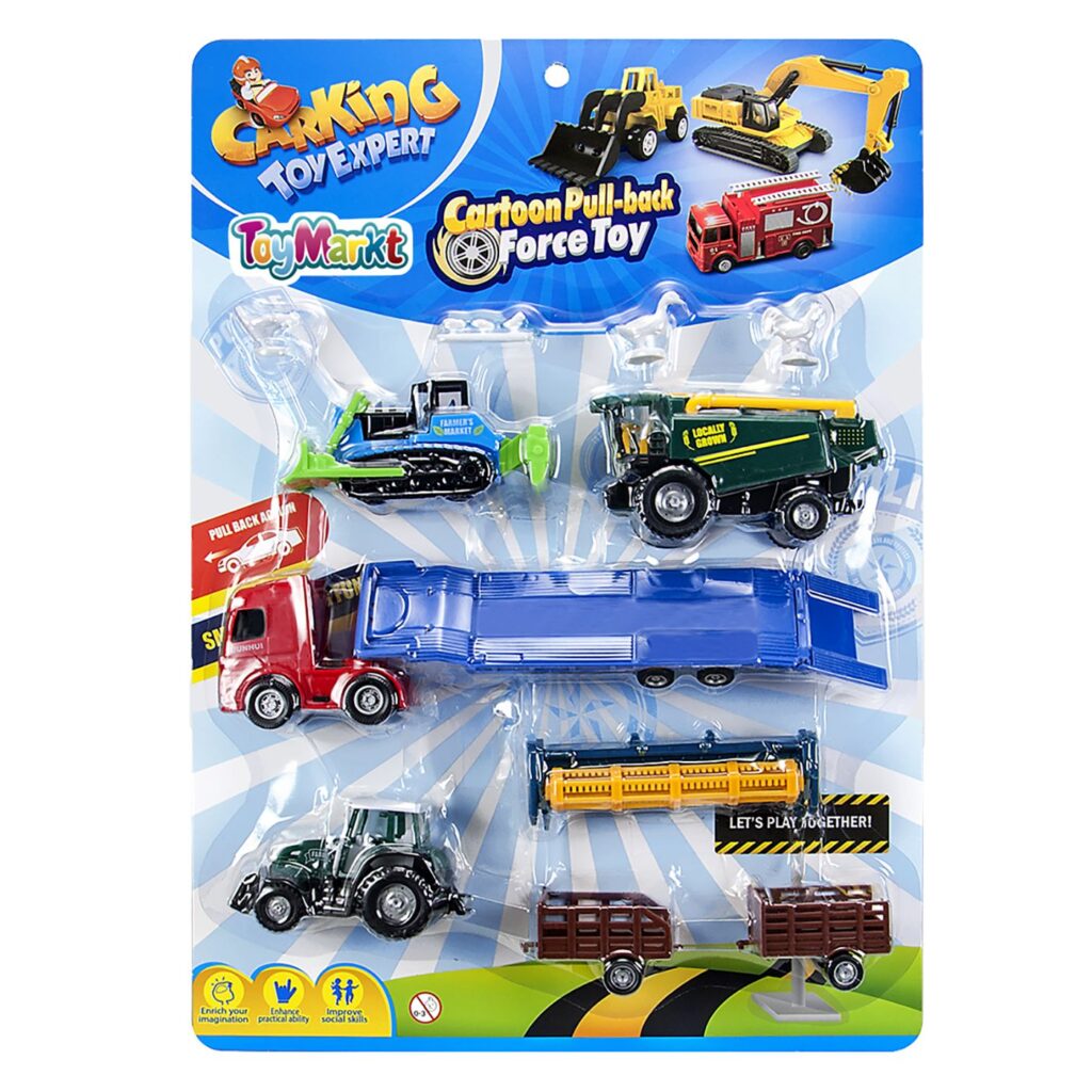 Οχήματα pull back happy farm σε καρτέλα 31x43x6cm ToyMarkt 902213 - 1 τεμ.