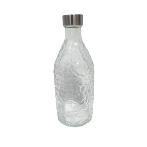 Γυάλινο μπουκάλι νερού 1 λίτρου στρογγυλό με καπάκι [87039503964] - 2 τεμ.