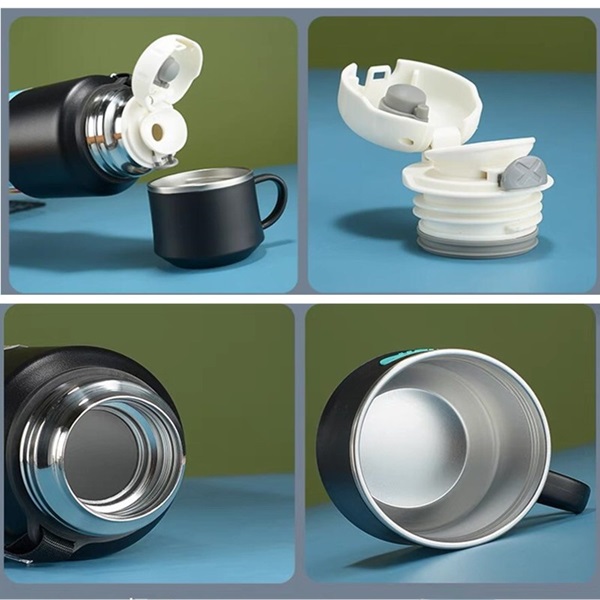 Φορητό παγούρι-θερμός με φλιτζάνι - 800ml - CF8279 - 882799 - Grey - Image 2