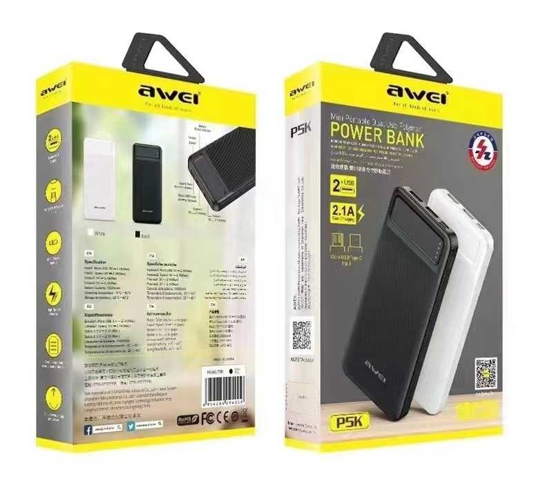 Powerbank - 10.000mah - P5K - AWEI - 001489 - White - Image 2