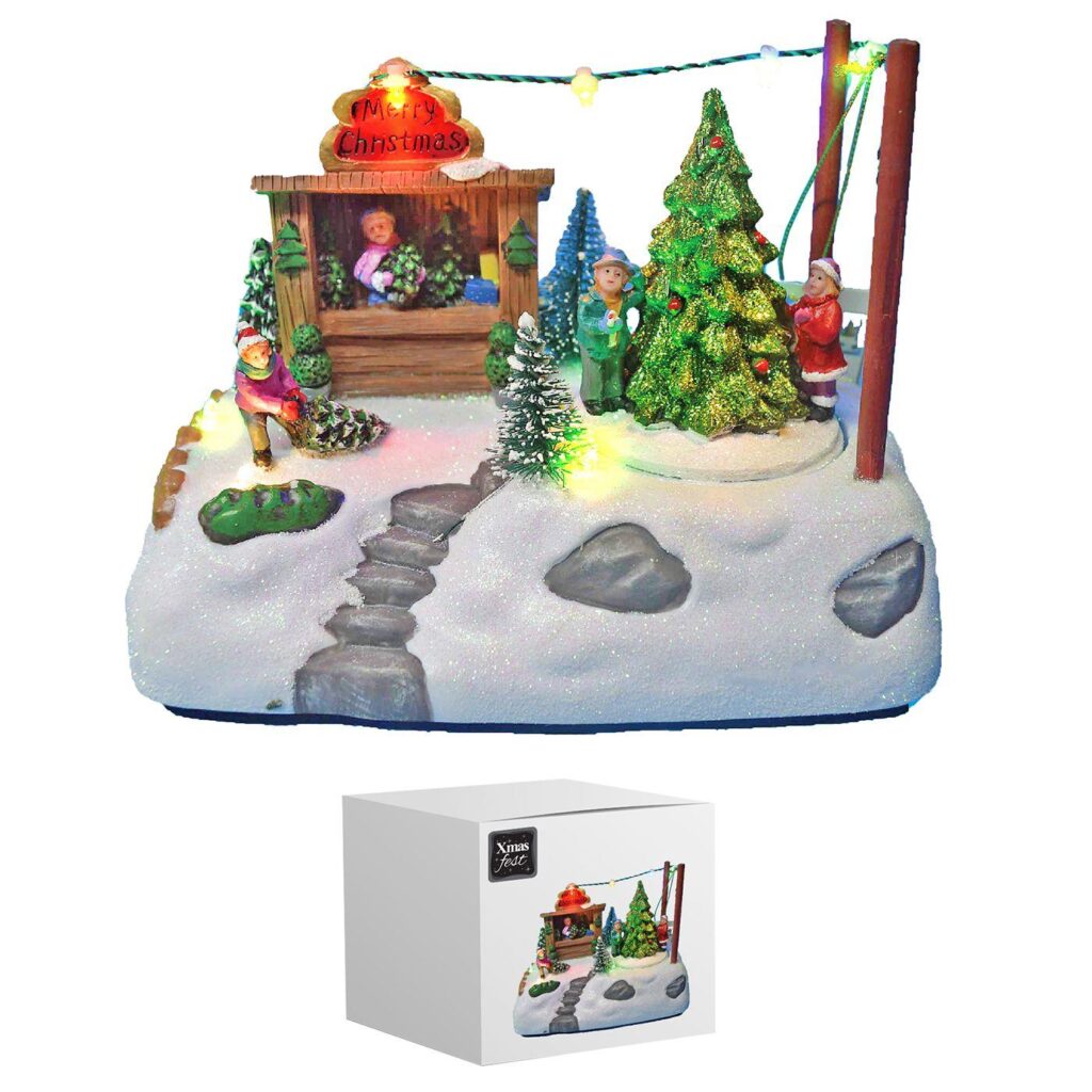 Χωριό xmas με κιόσκι & δέντρα 18x12x11cm Xmasfest 1133481 - 1 τεμ.
