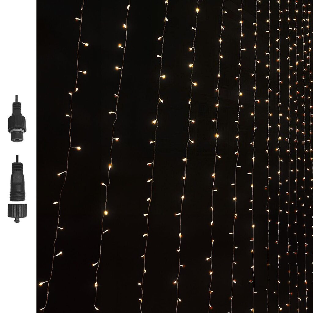 100 λαμπάκια led λευκό θερμό κουρτίνα με επέκταση & προγράμματα ip44 90x80cm (δεν περιέχεται ο μετασχηματιστής) Xmasfest 1133499 - 1 τεμ.