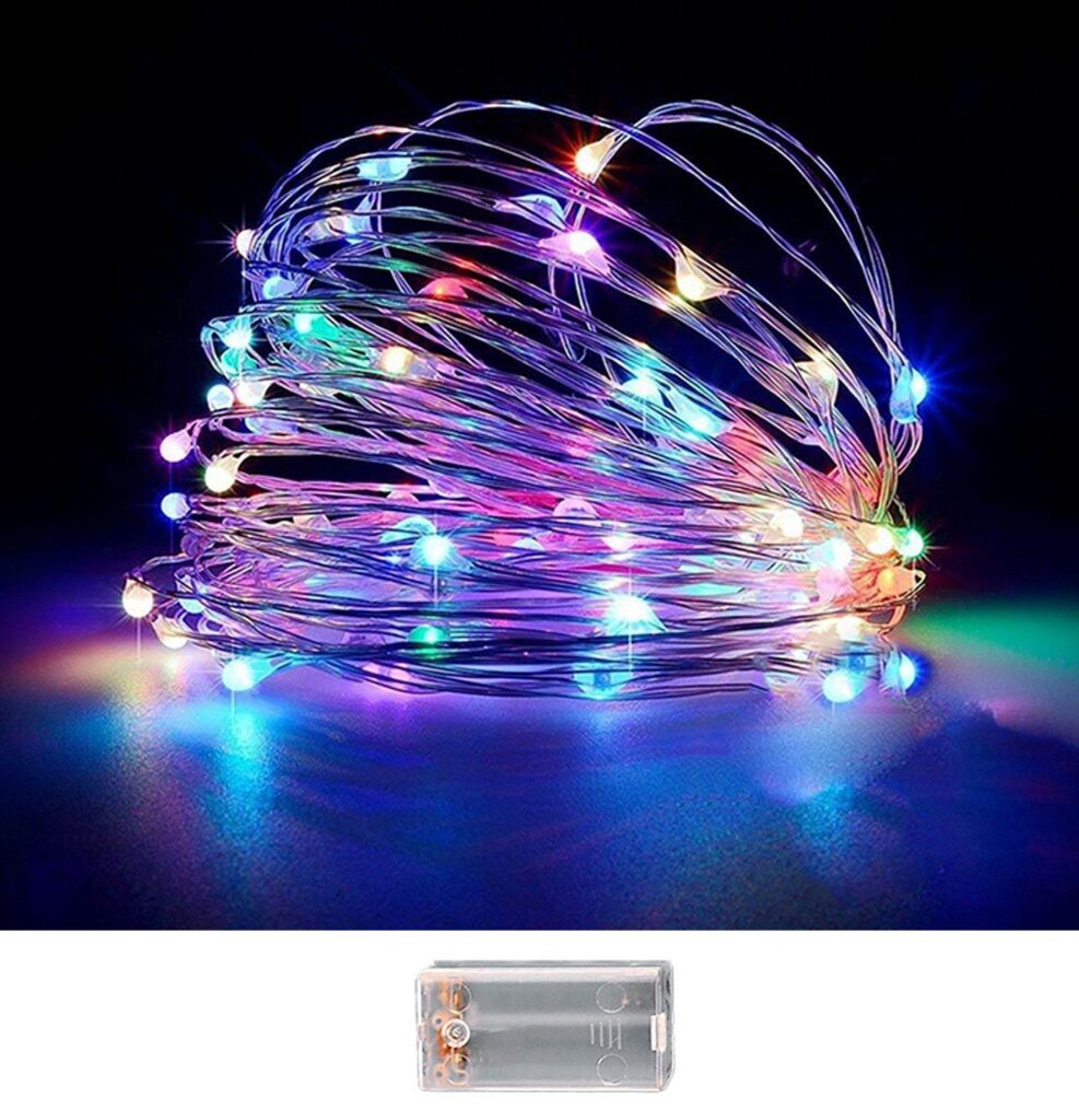 100 λαμπάκια led copper μπαταρίας πολύχρωμα σε σειρά με controller ip20 10,3m Xmasfest 1133508 - 1 τεμ.