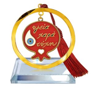 Γούρι επιτραπέζιο κρυστάλινο ρόδι κρεμαστό ~8x5cm Xmasfest 1133705 - 1 τεμ.