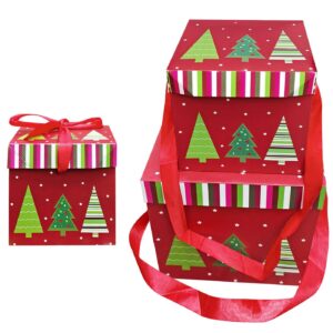 Κουτιά χάρτινα xmas με δέντρα σετ=3 τεμ 10x10x10cm 15x15x15cm 20x20x20cm Xmasfest 1133754 - 1 τεμ.