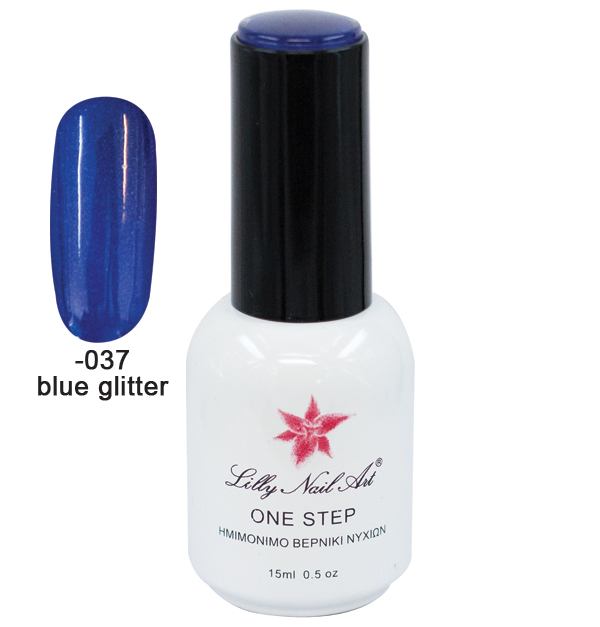 Ημιμόνιμο μανό one step 15ml - Blue glitter [40504001-037] - 1 τεμ.