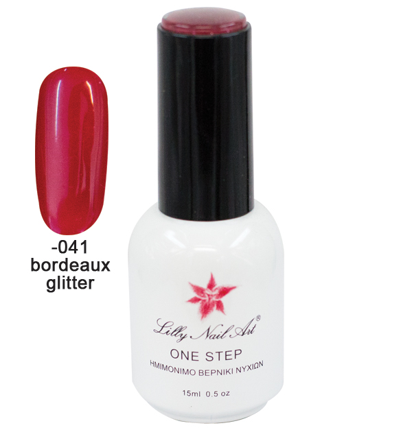 Ημιμόνιμο μανό one step 15ml - Bordeaux glitter [40504001-041] - 1 τεμ.