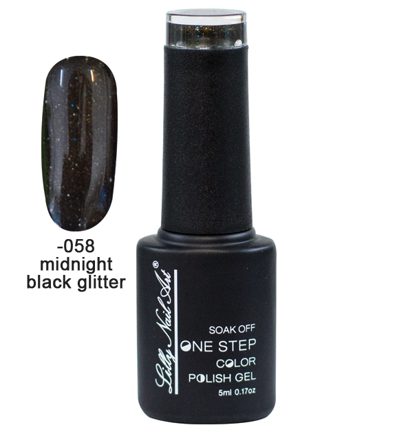 Ημιμόνιμο μανό one step 5ml - Midnight black glitter [40504002-058] - 1 τεμ.