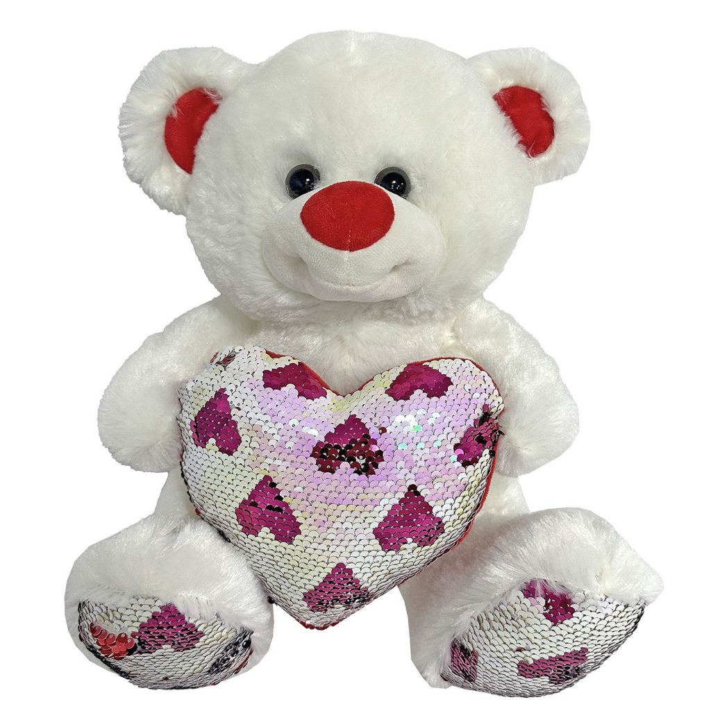 Αρκουδάκι Λευκό με Καρδιά με Πούλιες 35cm ToyMarkt 99454 - 1 τεμ.