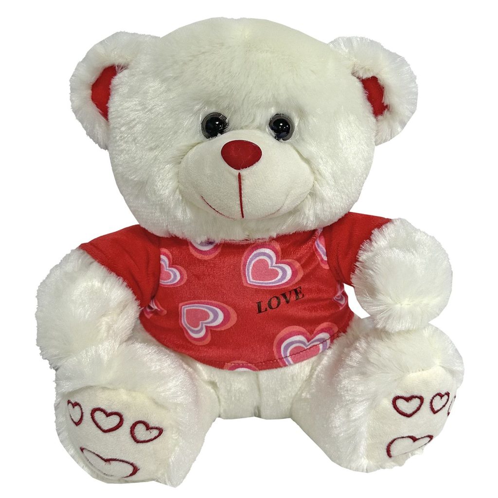 Αρκουδάκι Λευκό με Κόκκινο Μπλουζάκι 30cm ToyMarkt 99481 - 1 τεμ.