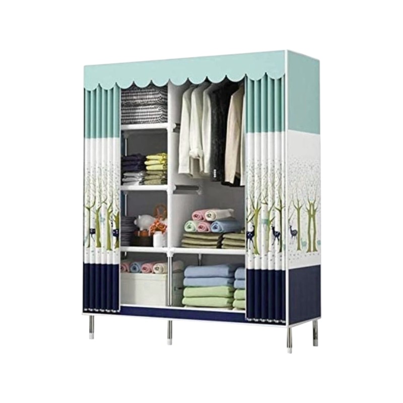 Υφασμάτινη ντουλάπα ρούχων με ράφια - PL13-105 - 521643 - Blue - Image 3