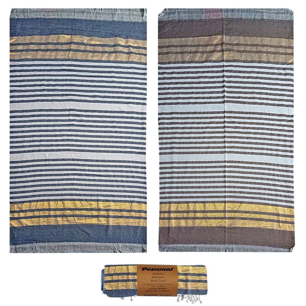 Πετσέτα Θαλάσσης Pestemal Lurex Χρυσό 90x180cm ~280gr SummerTiempo 622723 - 1 τεμ.