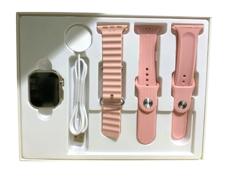 Σετ Smartwatch με 3 λουράκια - Z02 Mini - 064991 - Pink - Image 2