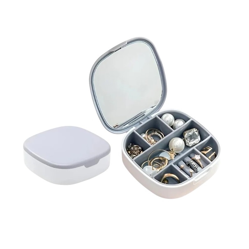 Θήκη οργάνωσης κοσμημάτων mini με καθρέπτη - LD988 - 292214 - White