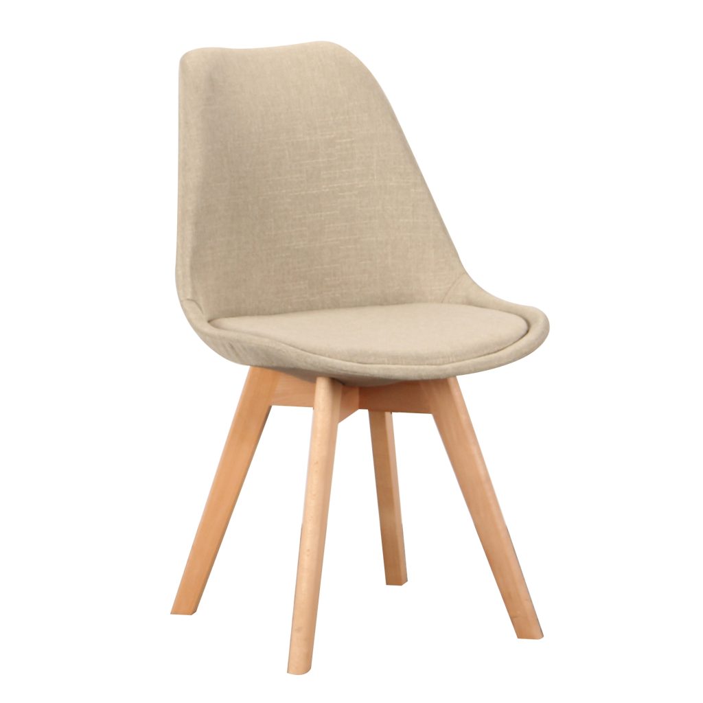 Καρέκλα Τραπεζαρίας Ξύλινη 4τμχ Billy Beige Ύφασμα 49x55x83εκ.