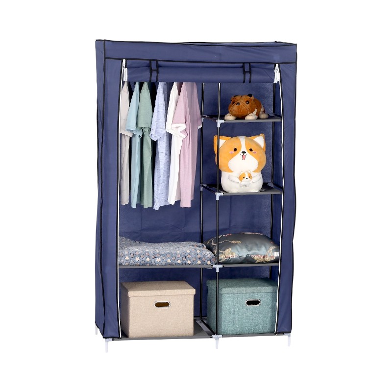 Υφασμάτινη ντουλάπα ρούχων με ράφια - 88105 - 521681 - Blue