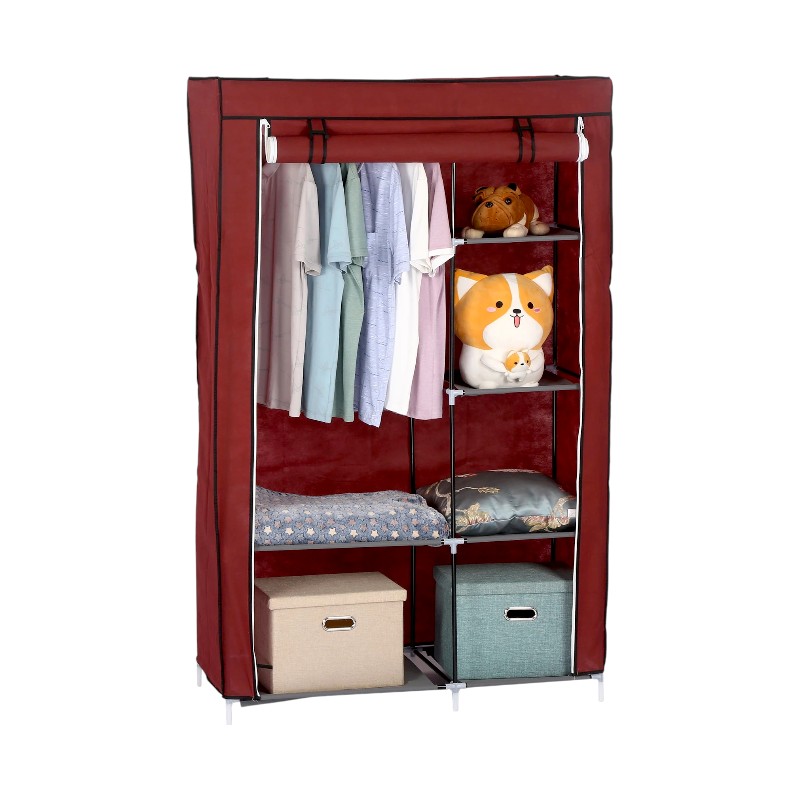 Υφασμάτινη ντουλάπα ρούχων με ράφια - 88105 - 521681 - Red