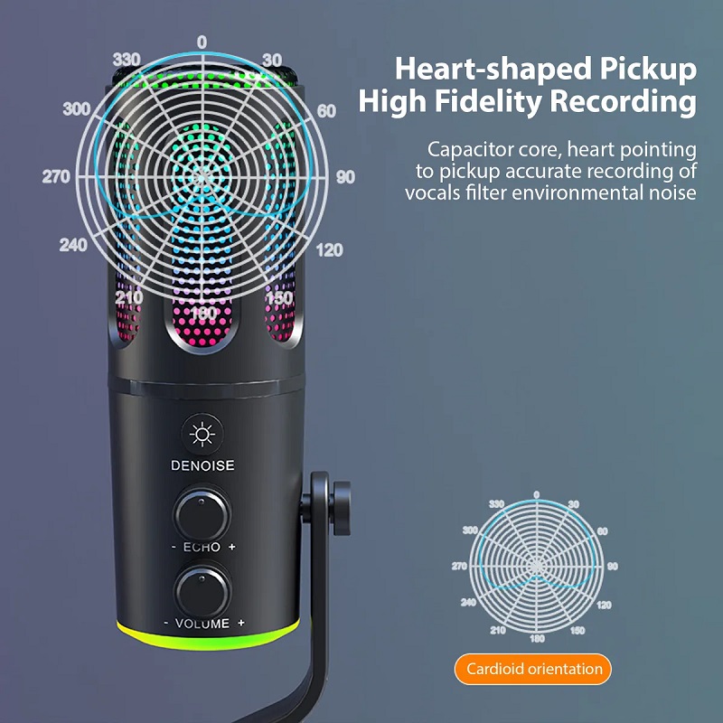 Ενσύρματο μικρόφωνο Gaming/Podcast - USB - LED RGB - 812891 - Image 2