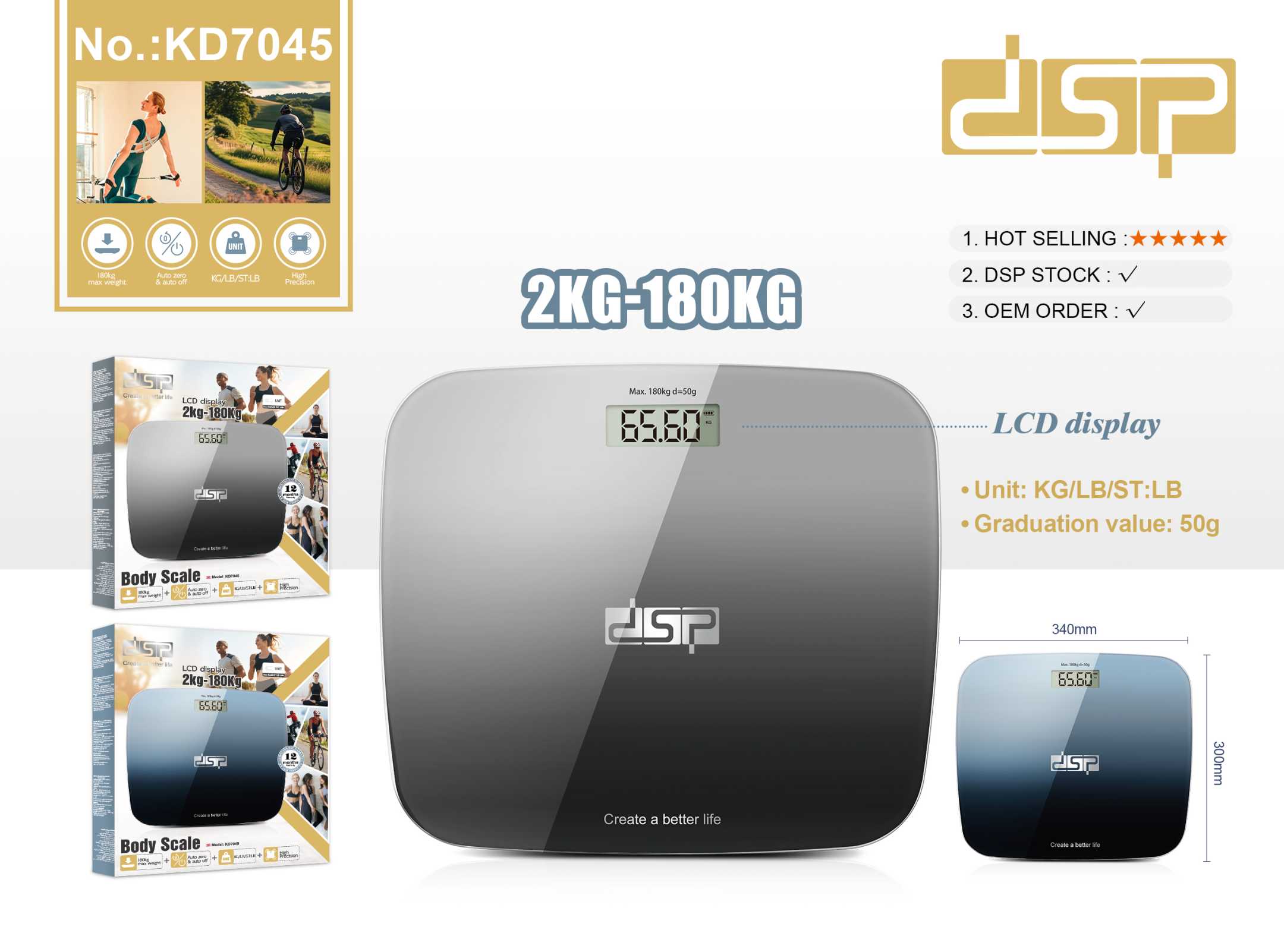 Ψηφιακή ζυγαριά μπάνιου - KD7045 - DSP - 618557 - Grey - Image 2