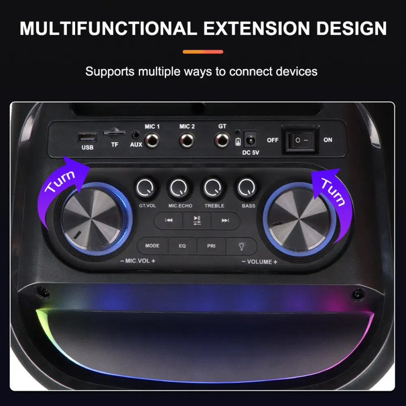 Φορητό ηχείο subwoofer με 2 μικρόφωνα Karaoke - ZQS-8258 - 801179 - Image 2