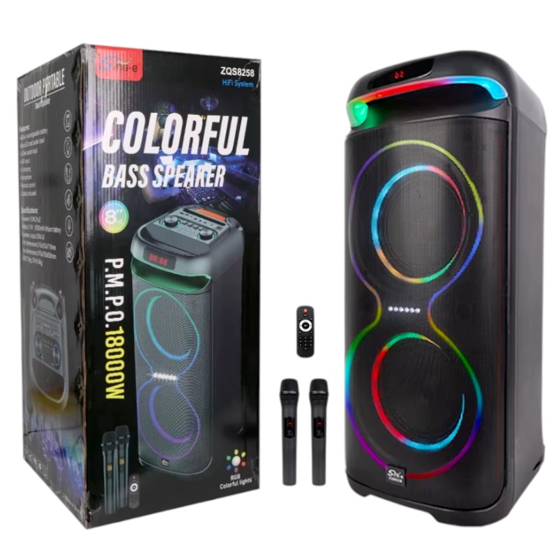 Φορητό ηχείο subwoofer με 2 μικρόφωνα Karaoke - ZQS-8258 - 801179 - Image 4