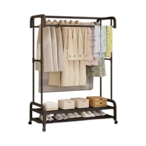 Τροχήλατη κρεμάστρα δαπέδου με ράφια παπουτσιών - YH6806 - 114074 - Black