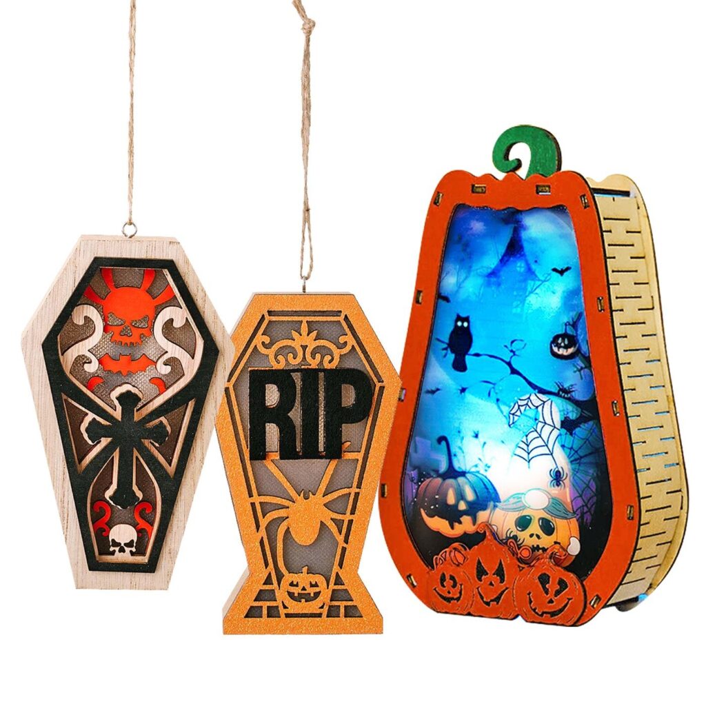 Halloween Διακοσμητικό Ξύλινο με φως 15x9x4cm Carnavalista 232652 - 1 τεμ.