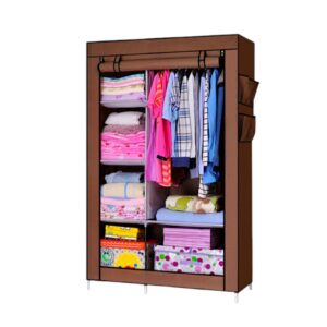 Υφασμάτινη ντουλάπα ρούχων με ράφια - 8890 - 521674 - Brown