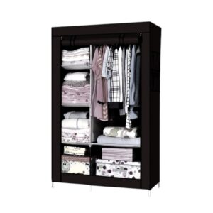 Υφασμάτινη ντουλάπα ρούχων με ράφια - 8890 - 521674 - Black