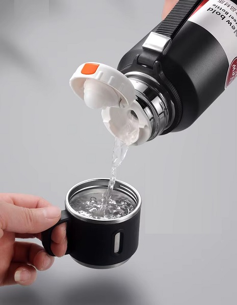 Φορητό παγούρι-θερμός με κούπα - 600ml - 312598 - Silver - Image 3
