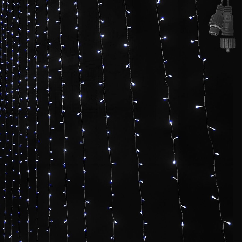 100 Λαμπάκια LED Λευκό Ψυχρό Κουρτίνα με Επέκταση & Προγράμματα IP44 90x80cm (δεν Περιέχεται ο Μετασχηματιστής) Xmasfest 1133887 - 1 τεμ.