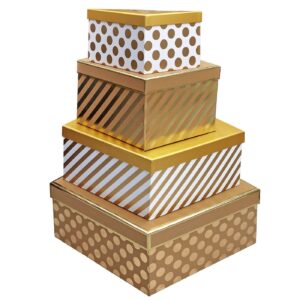 Κουτιά Χάρτινα Χρυσά Σετ=4 τεμ 24x19x14cm  28x24x15cm  34x31x16cm  38x35x18cm Xmasfest 1133993 - 1 τεμ.