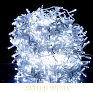 200 Χριστουγεννιάτικα φωτάκια LED σε διάφανο καλώδιο ψυχρό λευκό 17271-33 OEM