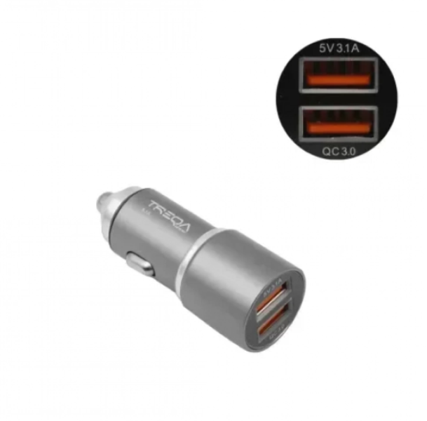 Φορτιστής αναπτήρα αυτοκινήτου 2 USB 2.4A ασημί EZRA