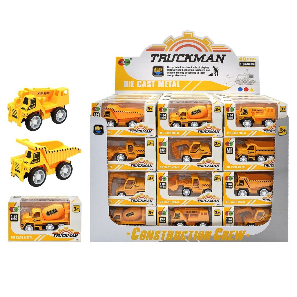 Μεταλλικά Δομικά Οχήματα Pull Back 10cm - Κουτι 48 τεμ 30x23x18cm ToyMarkt 902378 - 48 τεμ.