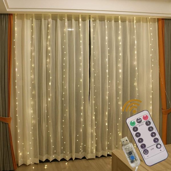 Φωτάκια – κουρτίνα σε χάλκινο σύρμα LED λευκό ζεστό USB 3x2m AB-CL01-1 AERBES Aerbes