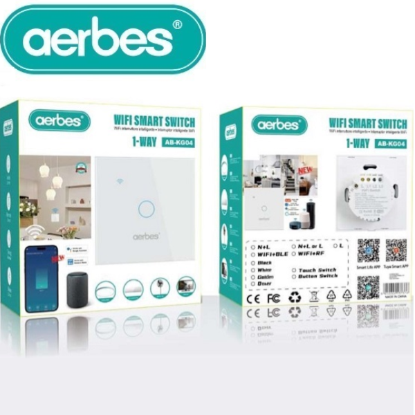 Έξυπνος διακόπτης φώτων Wifi με εφαρμογή Smart Life AB-KG04 AERBES Aerbes