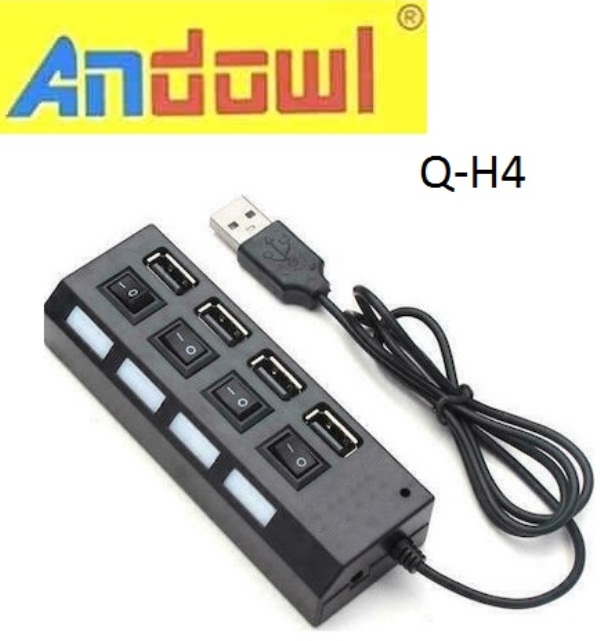 USB 2.0 HUB 4 θύρες με διακόπτες Q-H4 ANDOWL 0415 Andowl