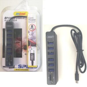 HUB  8 θυρών USB 3.0, TF, SD με σύνδεση Type-C Q-HU300B ANDOWL Andowl