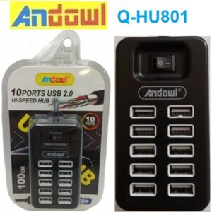 10 θύρες Hi-Speed HUB USB 2.0 μαύρο Q-HU801 ANDOWL Andowl